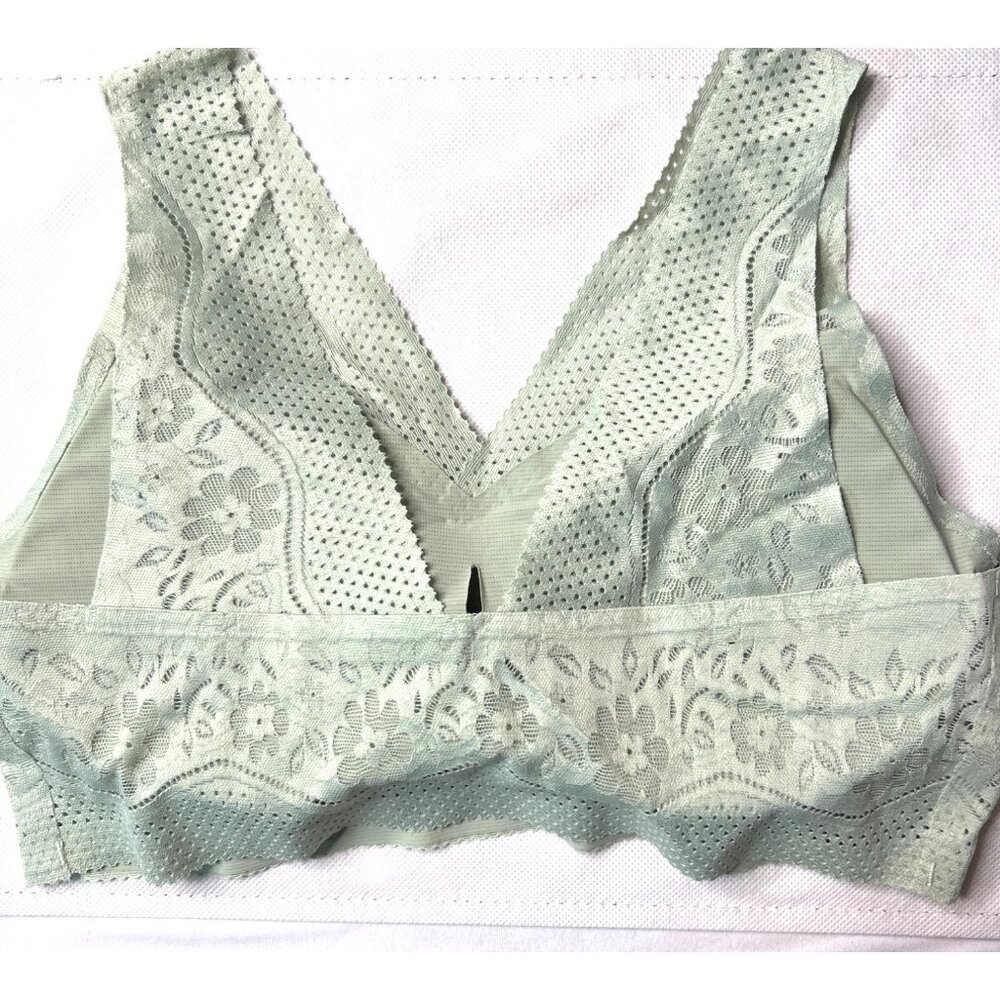 Lace Wireless Floral Pattern Bra In Pale Mint Green Removable Padding (Large?) - Picture 2 of 3